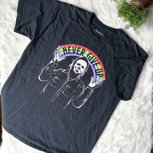 Halloween Never Give Up Rainbow Michael Myers Unisex Horror T-Shirt L